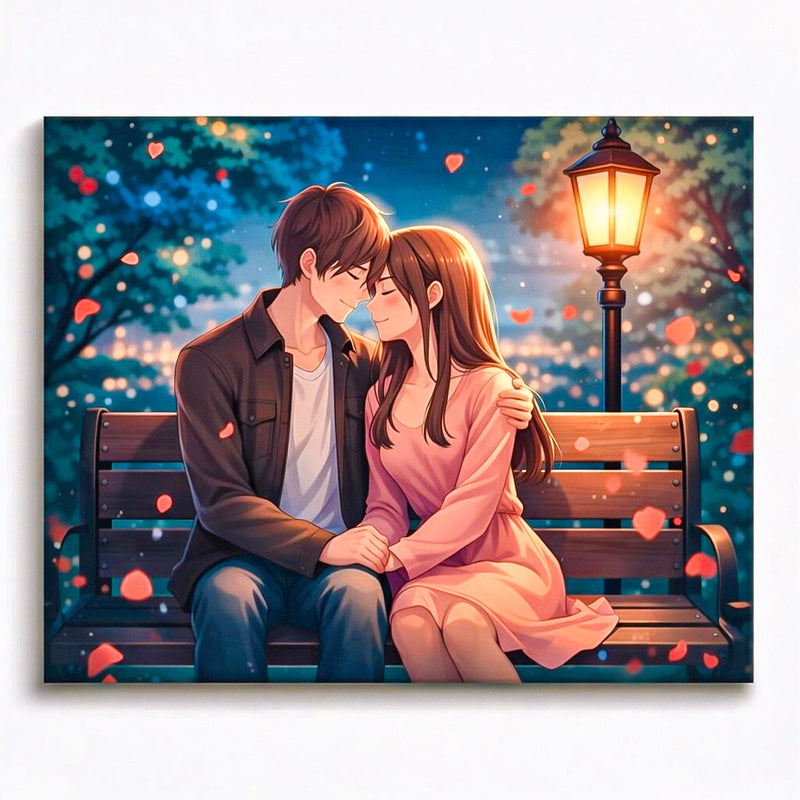 Romantic Bench Couple Paint by Numbers Kit-zoom-