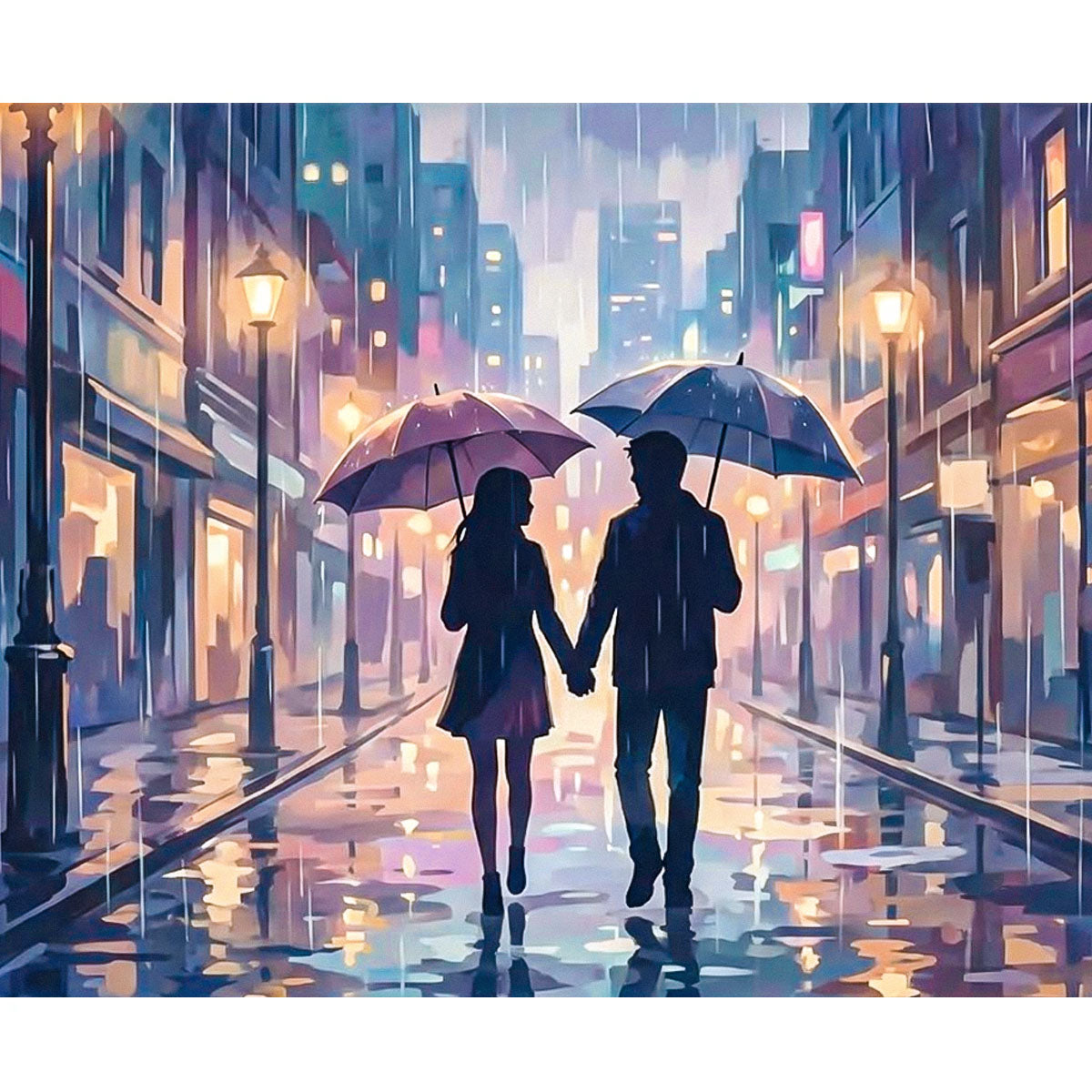 Rainy City Couple Paint by Numbers Kit-zoom-2
