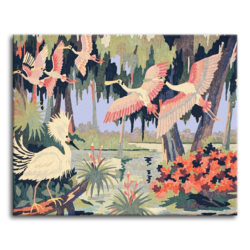 Roseate Spoonbills in Flight-zoom-