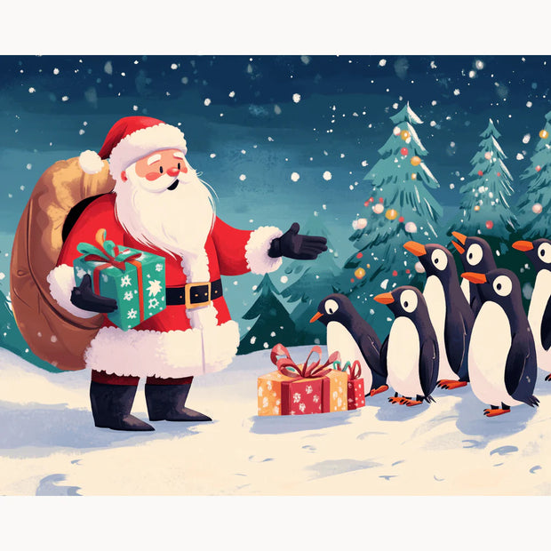 Santa and Penguins Christmas Paint by Numbers Kit