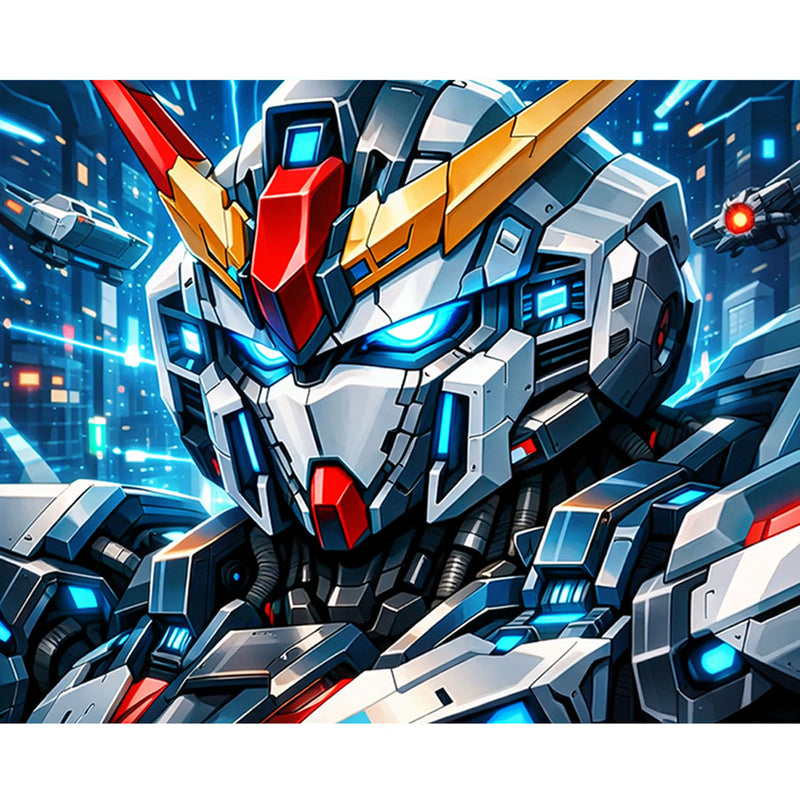 Futuristic Mecha Head Paint by Numbers Kit-zoom-