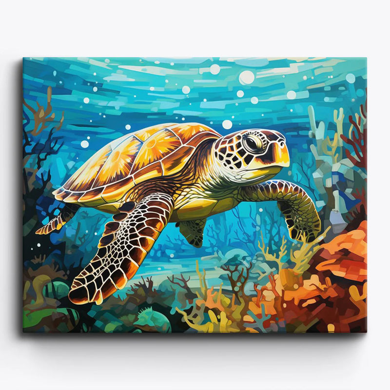 Sea Turtle Underwater Paint by Numbers Kit-zoom-