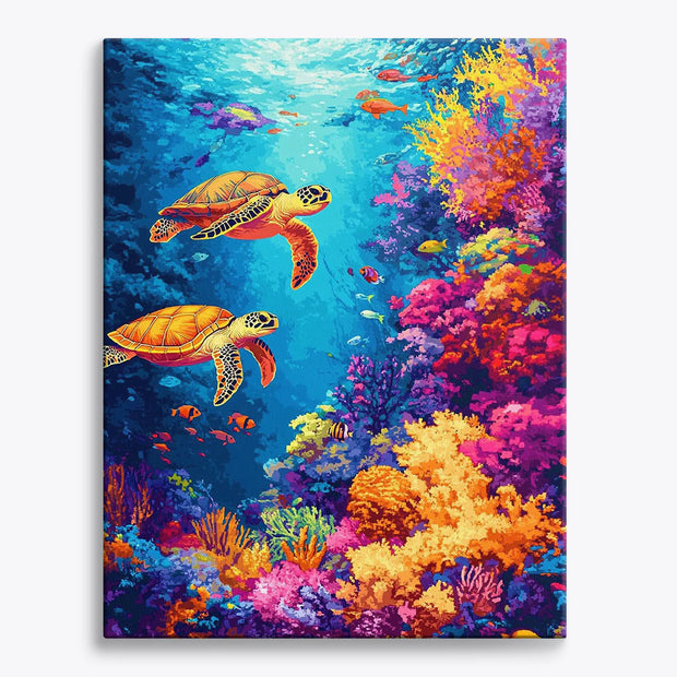 Sea Turtles Coral Reef Paint by Numbers Kit