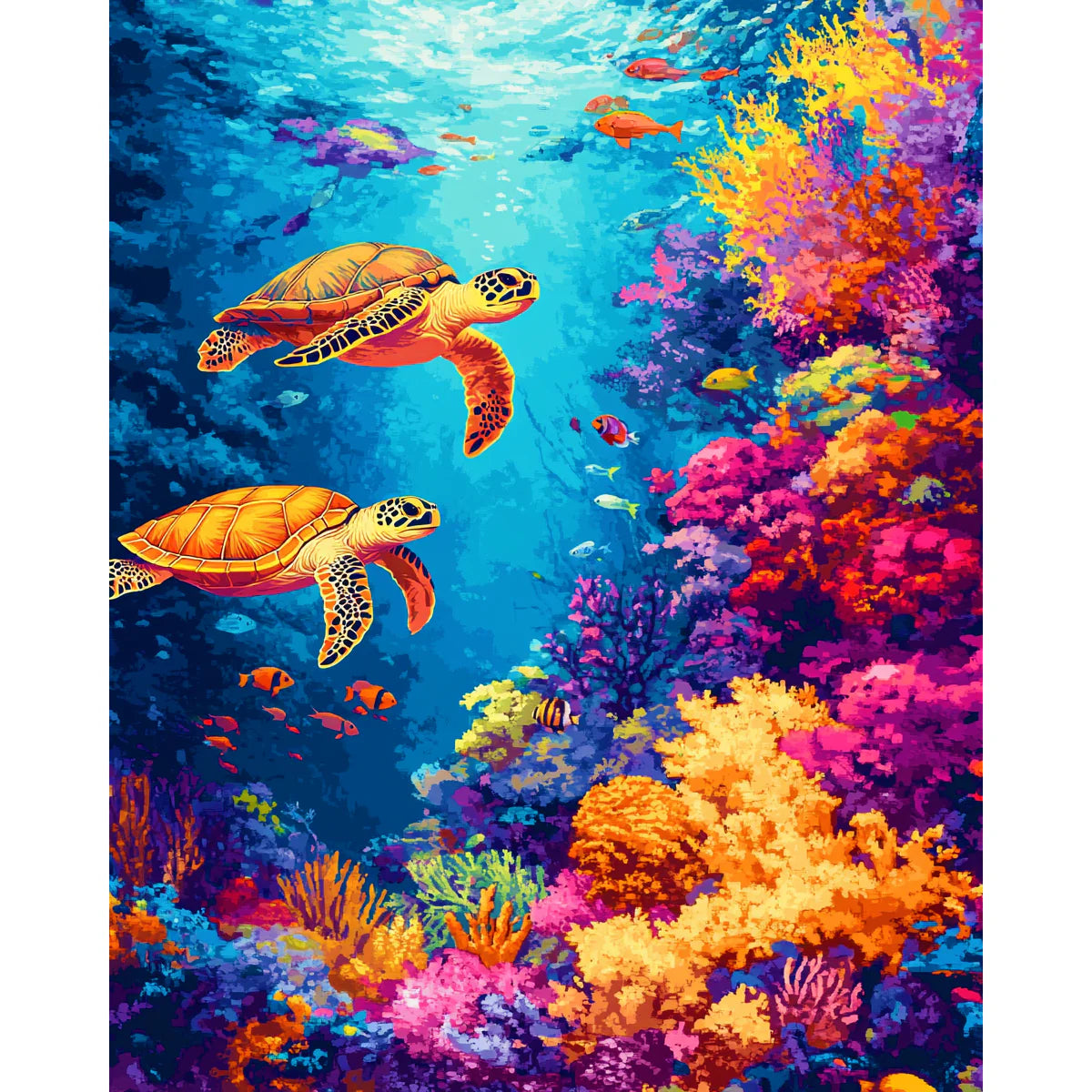 Sea Turtles Coral Reef Paint by Numbers Kit-zoom-2