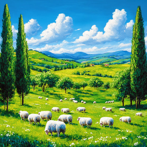 Sheep in Green Meadow Paint by Numbers Kit