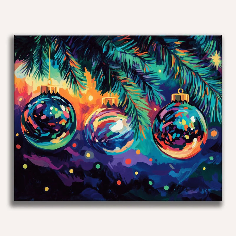 Shimmering Christmas Baubles Paint by Numbers Kit-zoom-