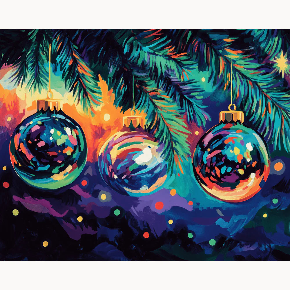 Shimmering Christmas Baubles Paint by Numbers Kit-zoom-2