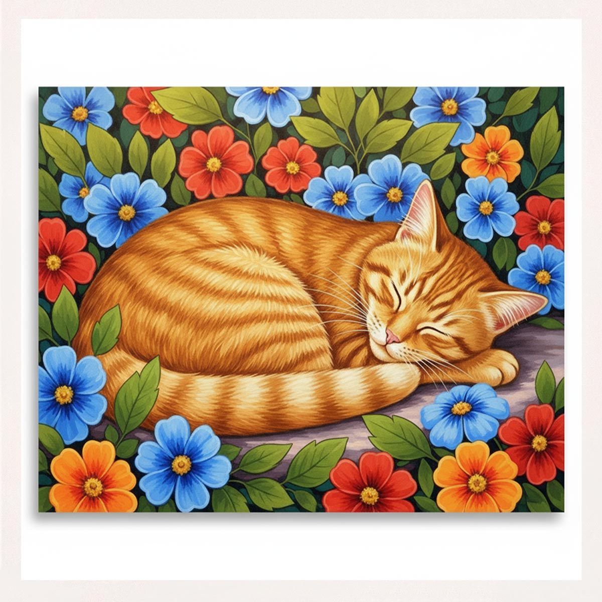 Sleeping Cat in Flowers Paint by Numbers Kit-zoom-1