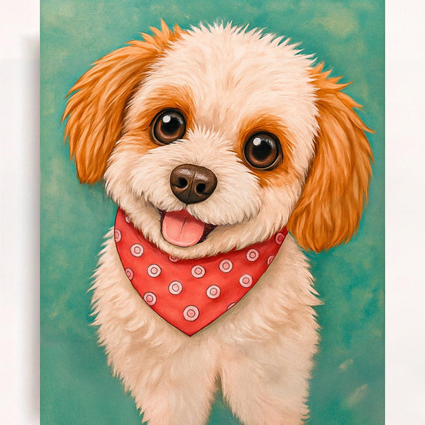 Cute Puppy with Bandana Paint by Numbers Kit