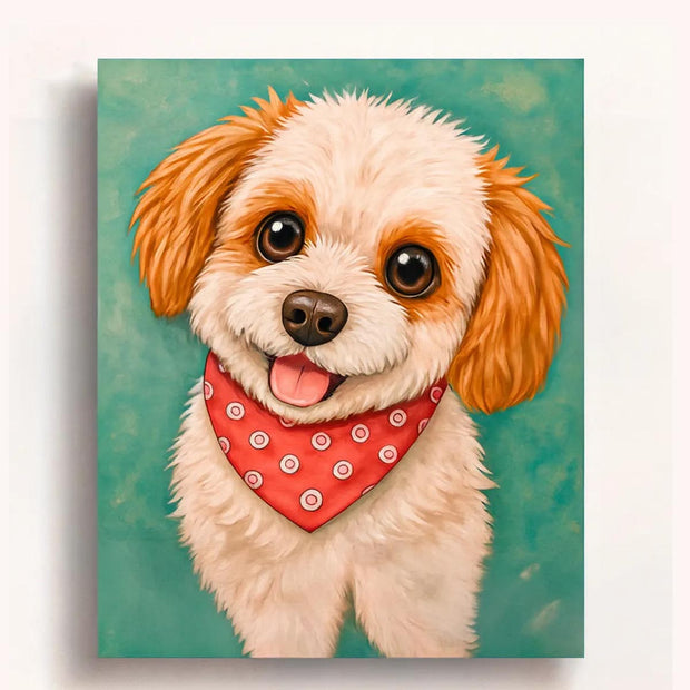 Cute Puppy with Bandana Paint by Numbers Kit