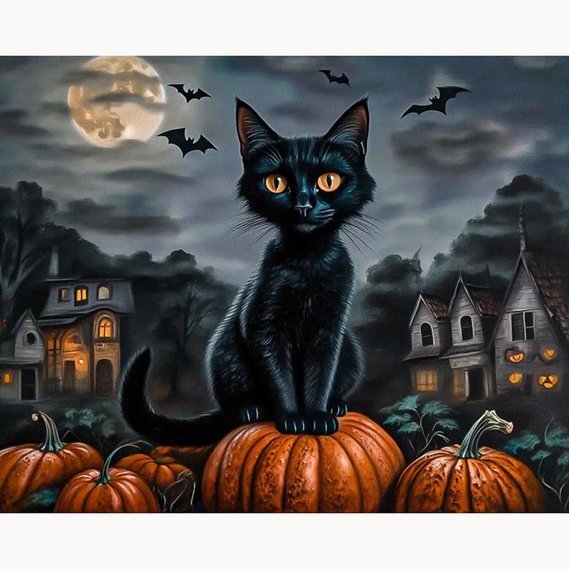 Halloween Cat on Pumpkin Paint by Numbers Kit-zoom-
