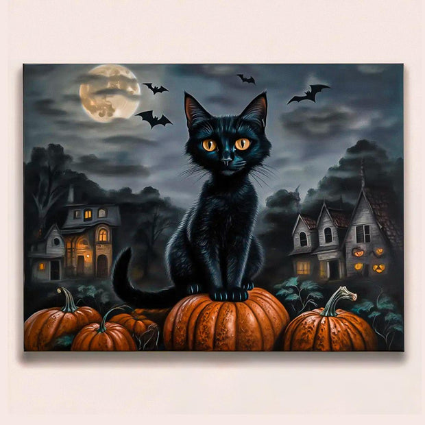 Halloween Cat on Pumpkin Paint by Numbers Kit