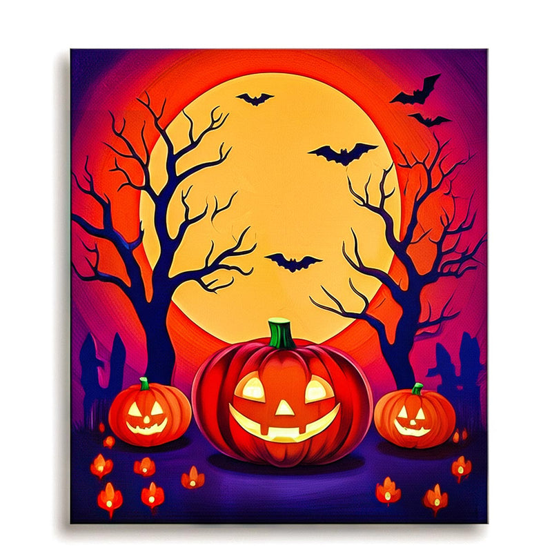 Pumpkin Moon Halloween Paint by Numbers Kit-zoom-