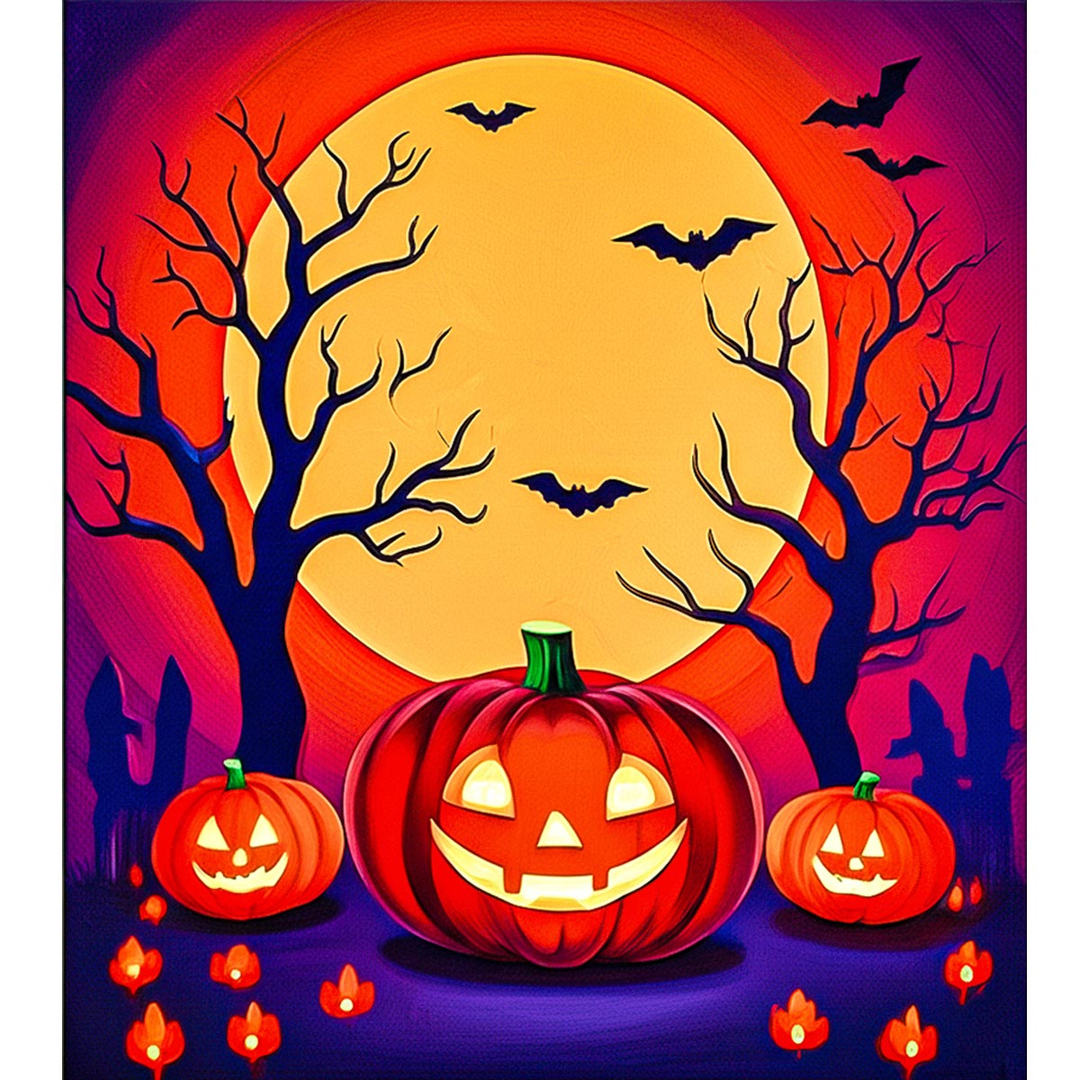 Pumpkin Moon Halloween Paint by Numbers Kit-zoom-2