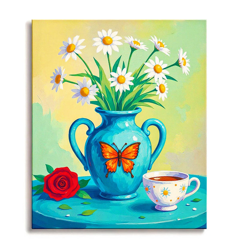 Blue Vase with Daisies-zoom-