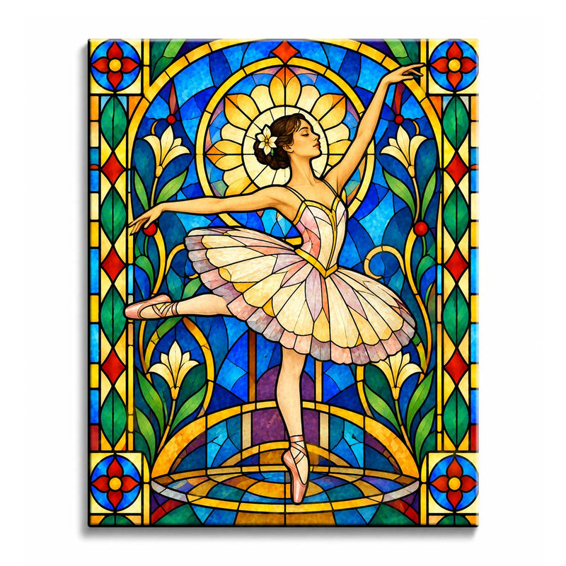 Stained Glass Ballerina Paint by Numbers Kit-zoom-