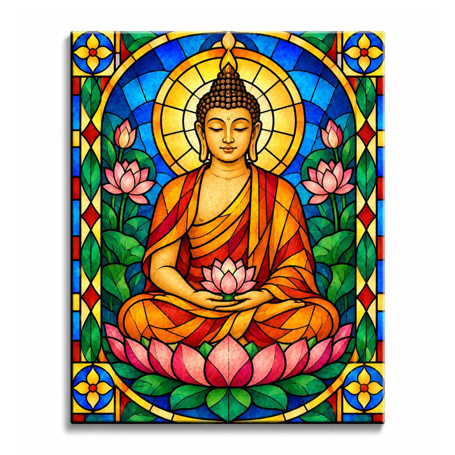 Buddha Paint by Numbers Kits with Lotus Flowers, Meditation and Zen Art