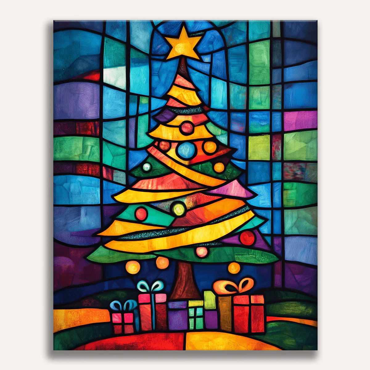 Stained Glass Christmas Tree Paint by Numbers Kit