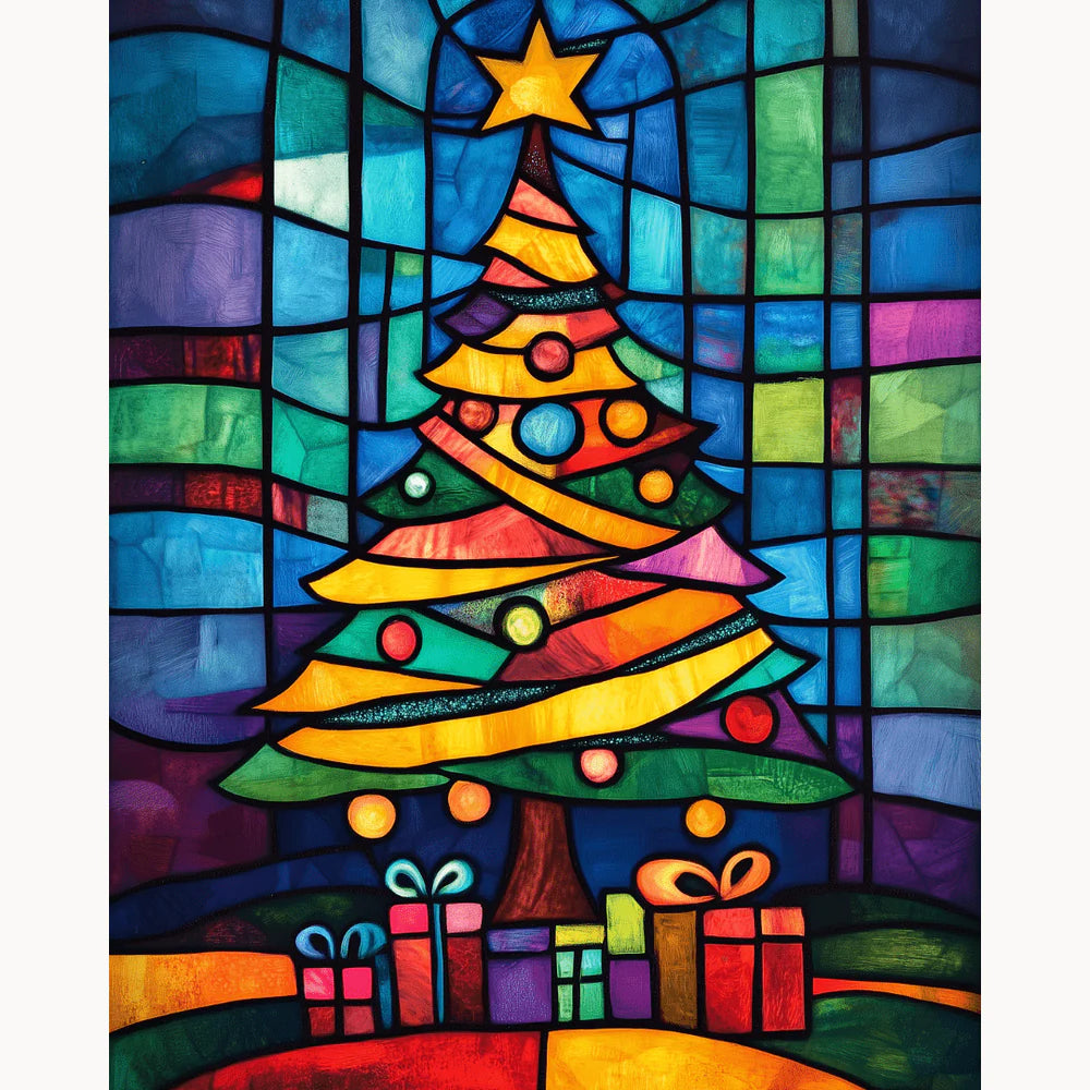 Stained Glass Christmas Tree Paint by Numbers Kit