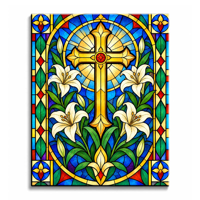 Stained Glass Cross Paint by Numbers Kit-zoom-