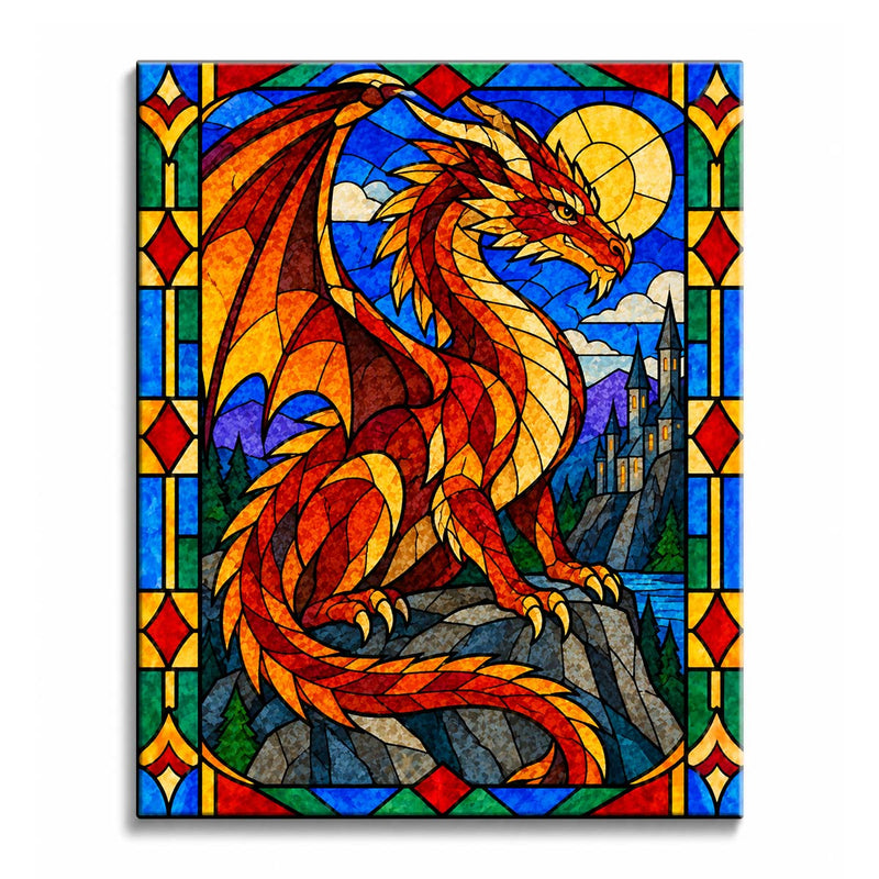 Stained Glass Dragon Paint by Numbers Kit-zoom-