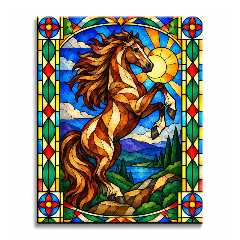 Stained Glass Horse Paint by Numbers Kit-zoom-