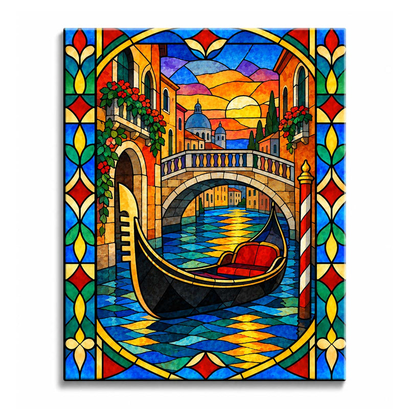 Stained Glass Venice Gondola Paint by Numbers Kit-zoom-