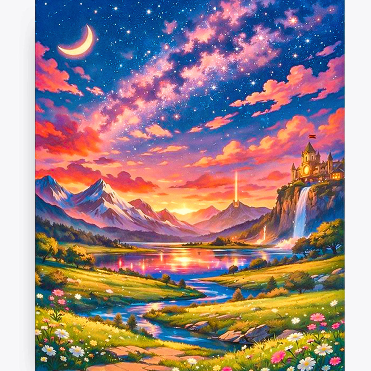 Starlit Castle Valley Fantasy Paint by Numbers Kit