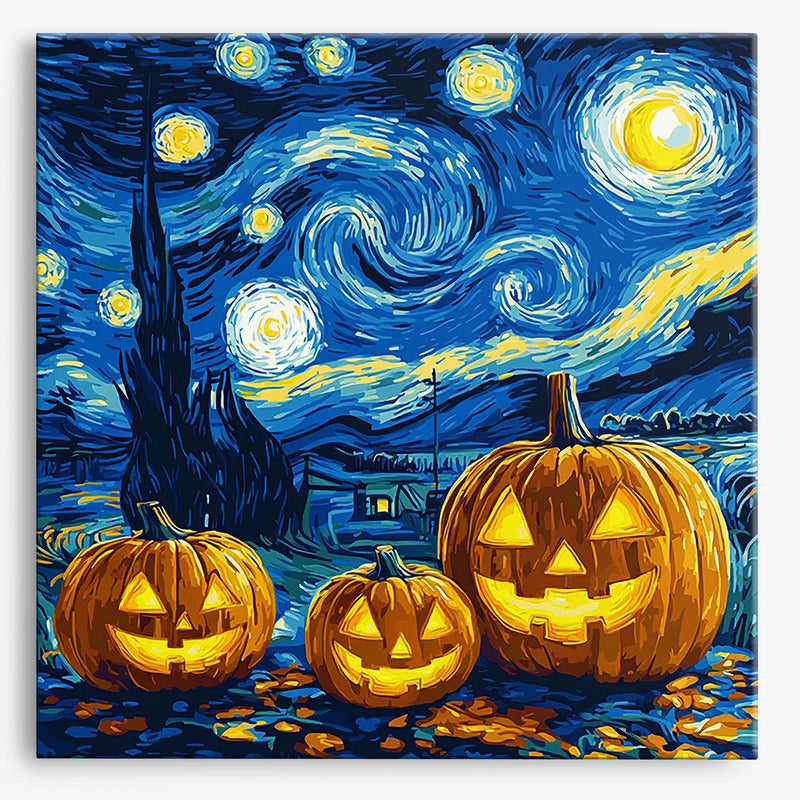 Starry Night Pumpkins Paint by Numbers Kit-zoom-