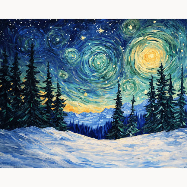 Starry Winter Night Paint by Numbers Kit