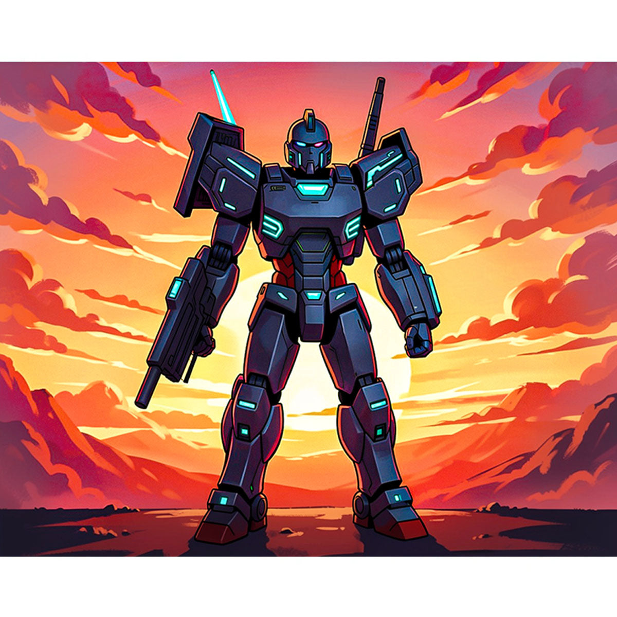 Desert Sunset Mecha Anime Paint by Numbers Kit