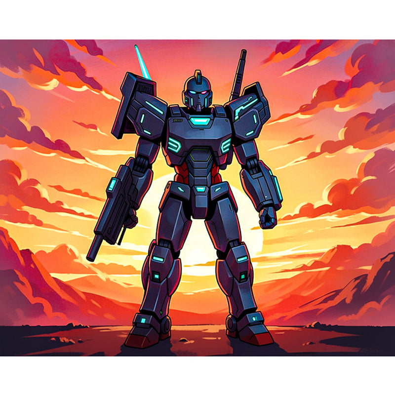 Desert Sunset Mecha Anime Paint by Numbers Kit-zoom-
