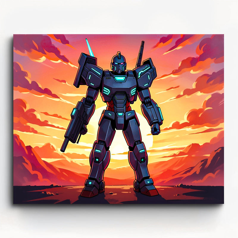 Desert Sunset Mecha Anime Paint by Numbers Kit-zoom-