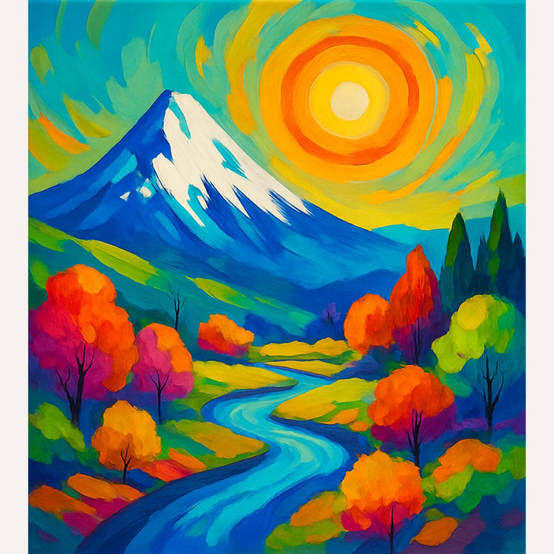 Colorful Mountain Landscape Paint by Numbers Kit-zoom-