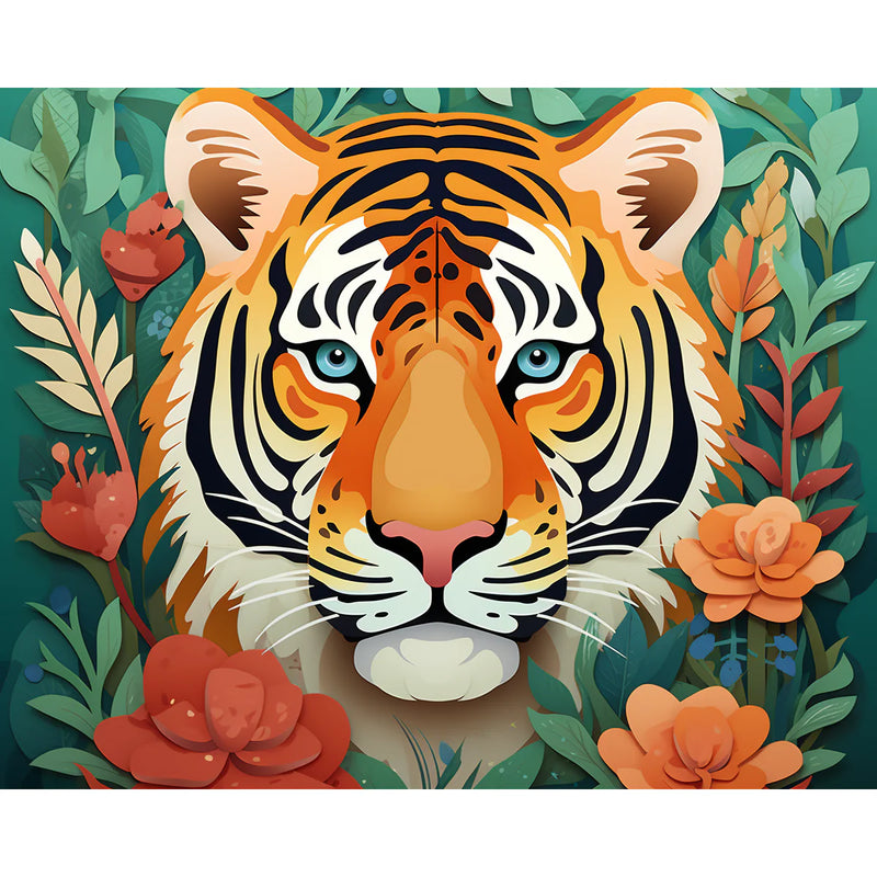 Tiger in Bloom Paint by Numbers Kit-zoom-