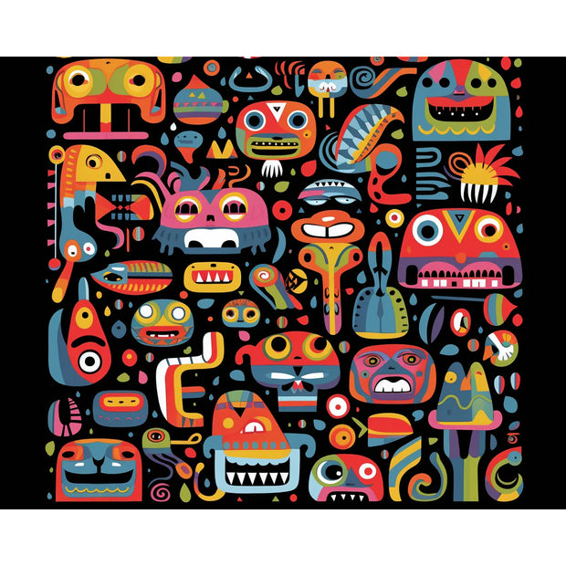 Abstract Tribal Faces Paint by Numbers Kit