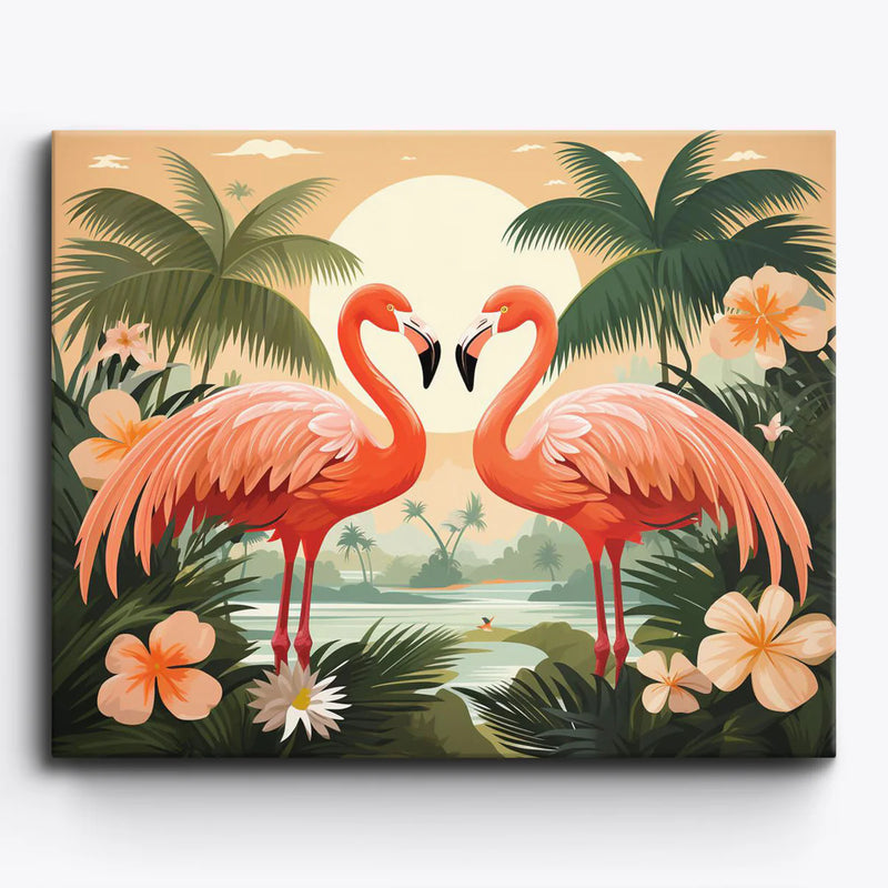 Tropical Flamingos Paint by Numbers Kit-zoom-
