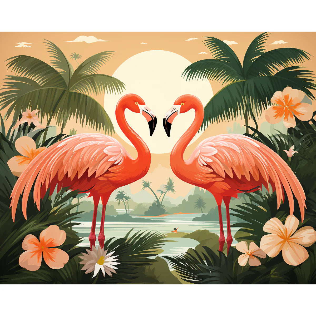 Tropical Flamingos Paint by Numbers Kit