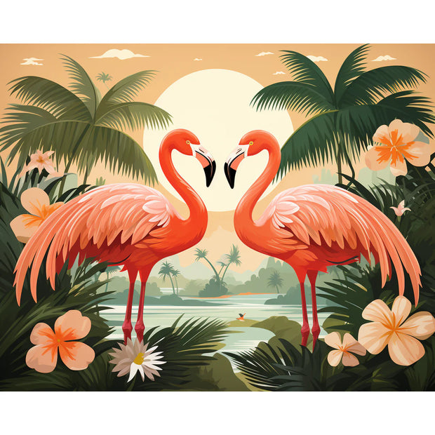 Tropical Flamingos Paint by Numbers Kit