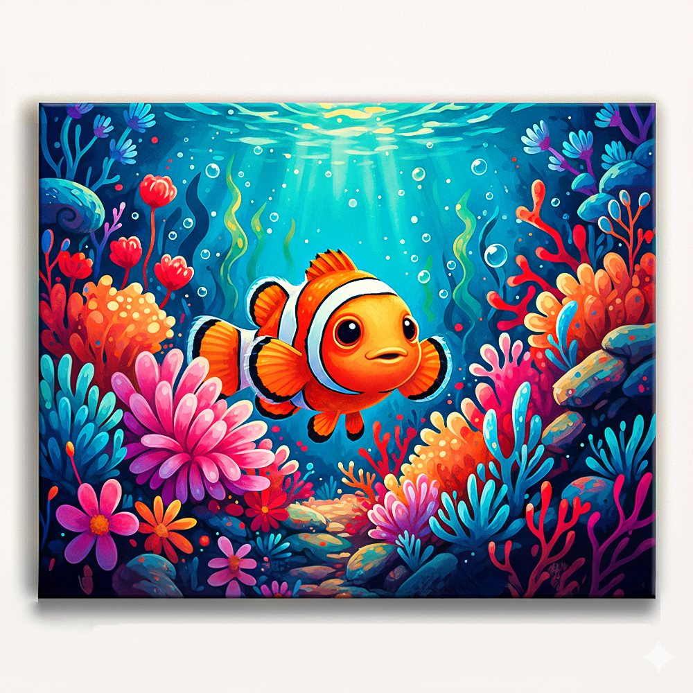 Clownfish in Coral Reef Paint by Numbers Kit-zoom-1