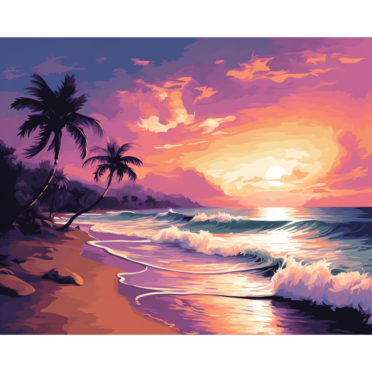 Tropical Sunset Beach Paint by Numbers Kit-zoom-2