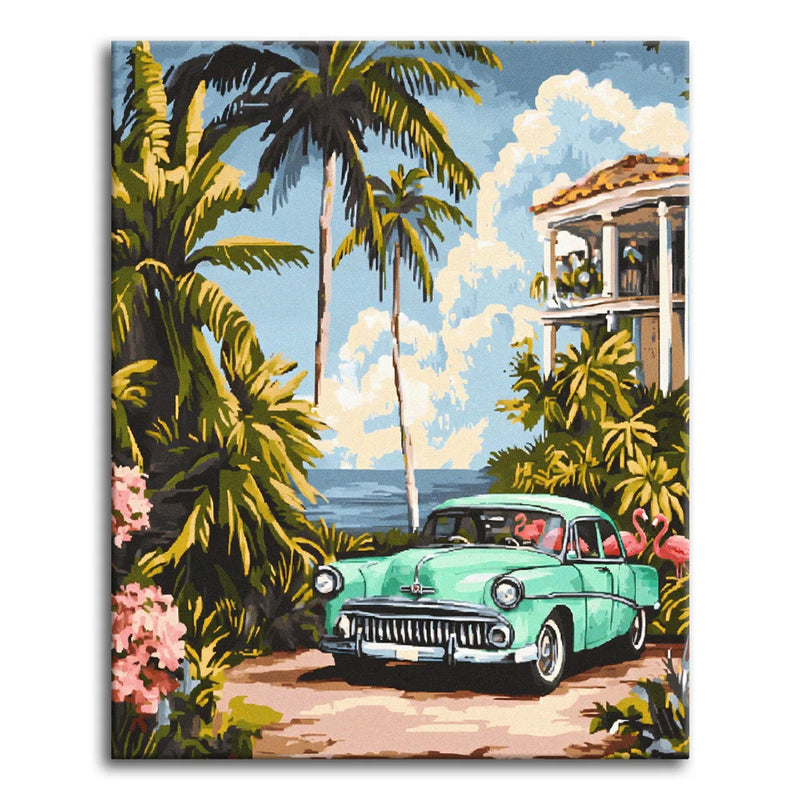 Tropical Vintage Car-zoom-