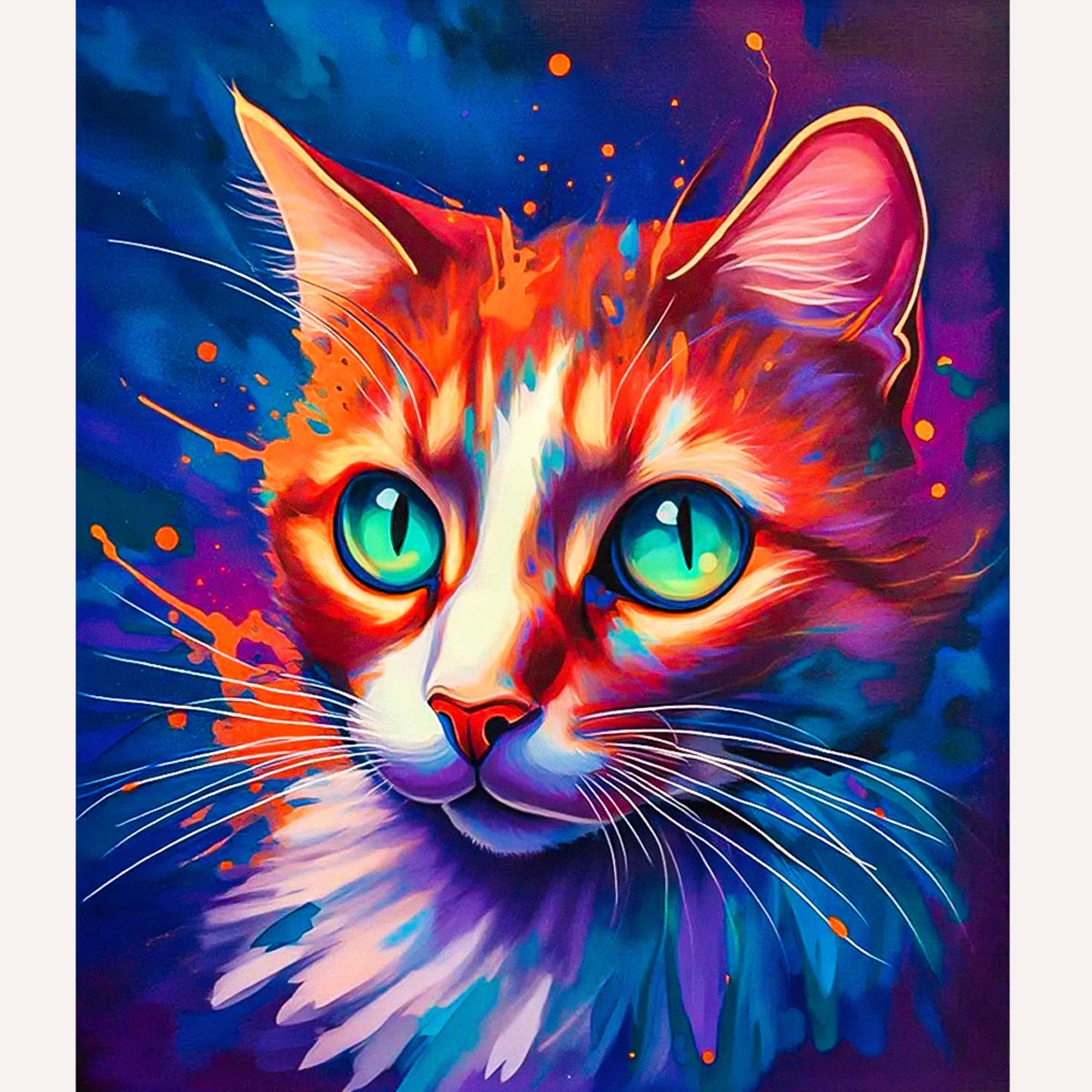 Vibrant Cat Portrait Paint by Numbers Kit-zoom-2