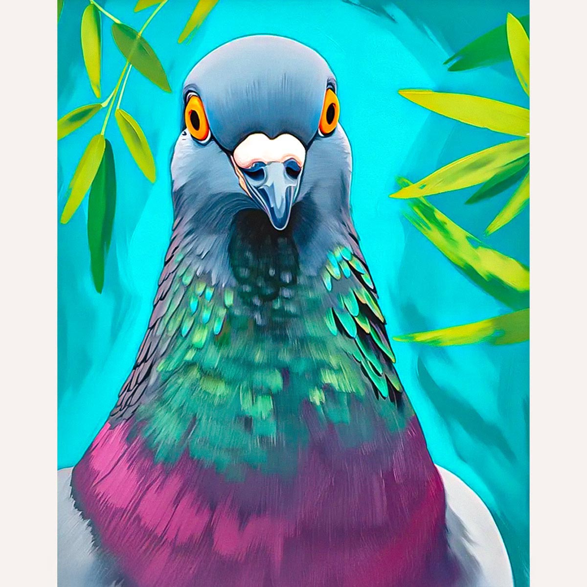 Vibrant Pigeon Portrait Paint by Numbers Kit-2