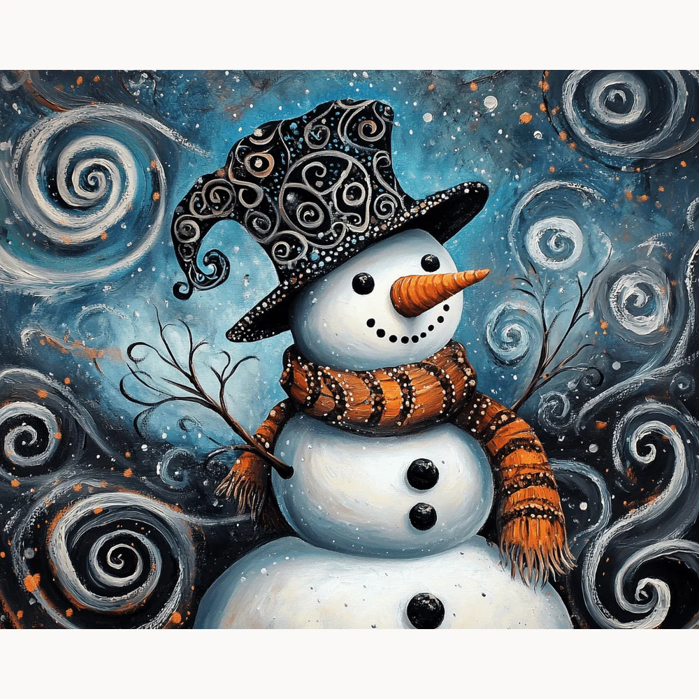 Whimsical Snowman Paint by Numbers Kit-zoom-2