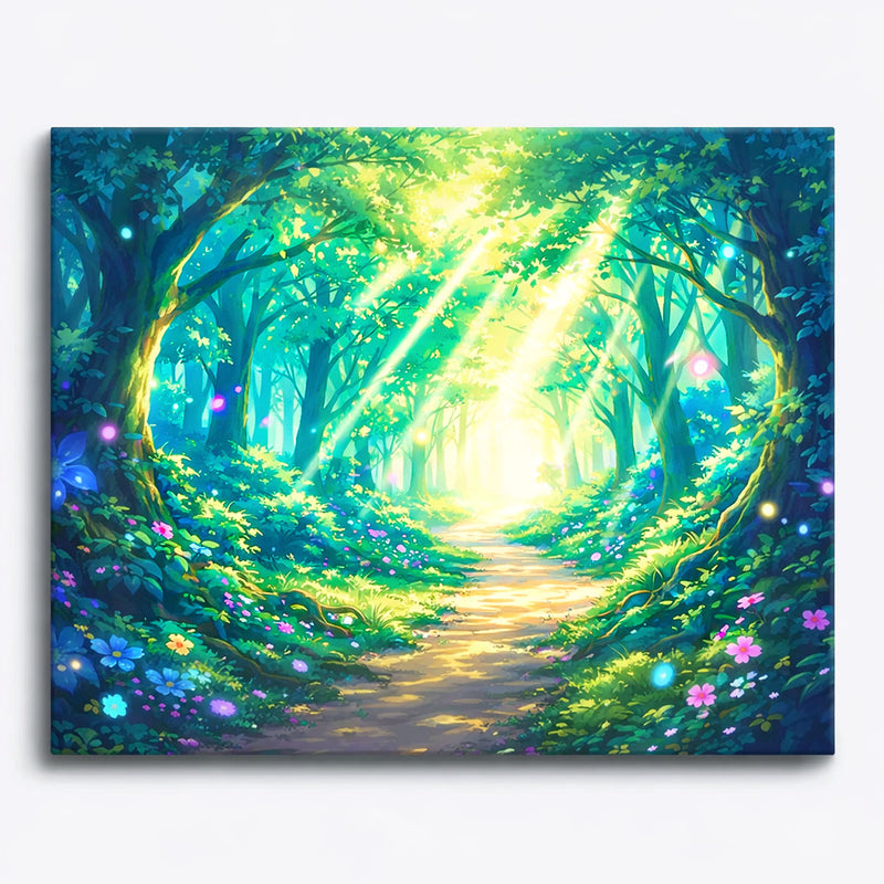 Whispering Light Forest Path Paint by Numbers Kit-zoom-
