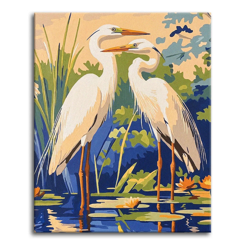 Two White Egrets-zoom-