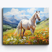 White Horse in Mountain Meadow Paint by Numbers Kit