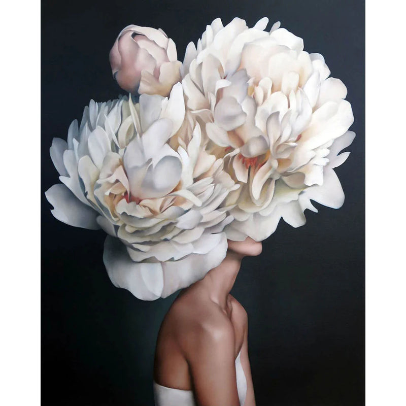 White Peony Portrait Paint by Numbers Kit-zoom-