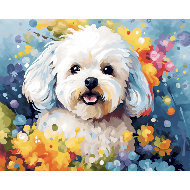 White Puppy Paint by Numbers Kit-zoom-